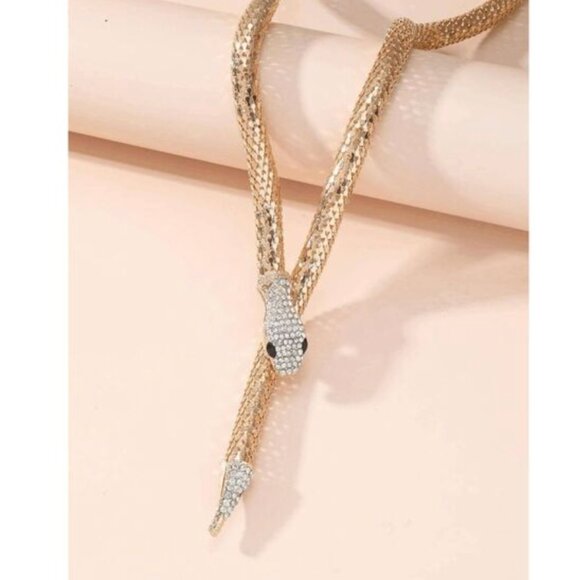✨ Gold Snake Rhinestone Statement Choker – Bendable & Blingy! ✨ - Picture 7 of 9